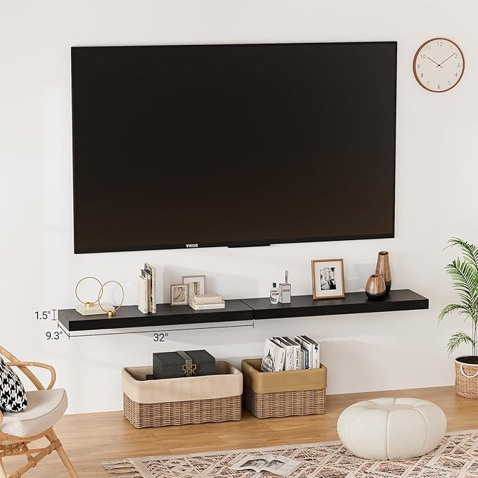 Heimlove 32 Inch Floating Shelves for Wall,Black 9.3