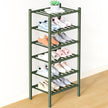 Smiry Bamboo Shoe Rack for Closet, 6 Tier Small Wooden Stackable Shoe Organizer, Free Standing Shoes Storage Shelf for Entryway, Front Door Entrance, Green