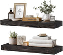 24x8x1.6 inch Floating Shelves Set of 2 – Solid Wood Rustic Black Wall Mounted Shelf for Kitchen, Bathroom, Living Room