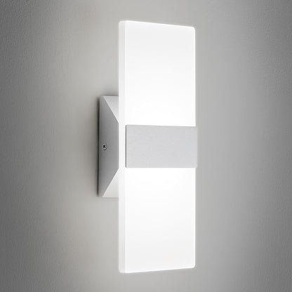 Modern LED Wall Sconce, 5CCT Dimmable Brushed Nickel Wall Lights, 12W 800LM 2700K-5000K Adjustable, Hardwired Indoor Up and Down Acrylic Wall Light Lighting for Living Room Bedroom Hallway, ETL