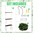 Novabright 3-Tier Boho Wall Hanging Shelves with LED Lights and Green Leaves, Irregular Edge, Floating Wall Shelf for Bedroom Art, Wooden Hanging Floating Storage Shelves Room Decor