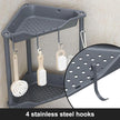 Orimade Rustproof 3 Tier Floor Standing Corner Shower Caddy Organizer, Plastic Metal Splicing Floor Corner Shelf Rack Stands for Bathroom, Grey