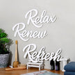 3 Pieces Bathroom Decor Wooden Bathroom Sign,Relax Renew Refresh Sign (White)
