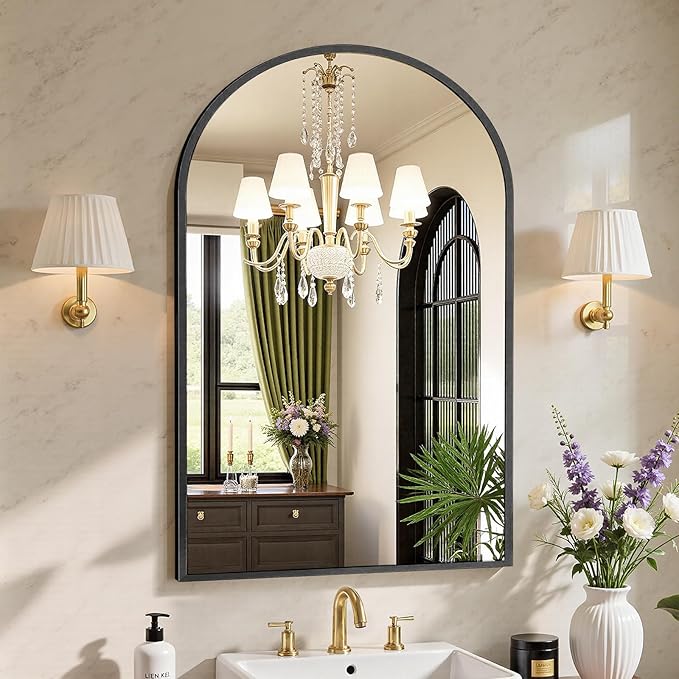 Sweetcrispy 20"x30" Arched Black Mirrors for Wall, Bathroom Mirrors for Over Sink, Entryway, Living Room