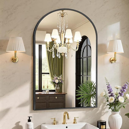 Sweetcrispy 20"x30" Arched Black Mirrors for Wall, Bathroom Mirrors for Over Sink, Entryway, Living Room