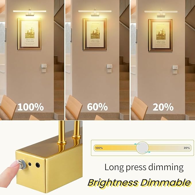 FUNCHDAY Picture Light Wireless, Rechargeable Gallery Light Battery Operated, 280LM Dimmable Art Lighting with Remote, 16