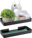Z metnal Small Glass Bathroom Shelves, Matte Black Floating Shelf, Mini Wall Shelf Organizer, Wall Mounted (Dark Glass, 10 inch/25cm)