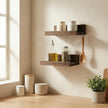 Z metnal Mini Floating Shelves, Small Natural Wooden Display Wall Shelf for Picture Ledge, Pawlownia, Wall Mounted, 12 x 5.5inch, 2 Pack