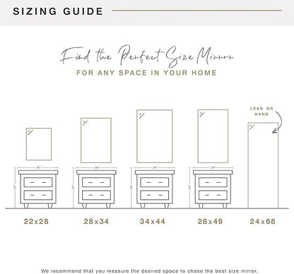 MCS Simplicity 22x28 Large Wall Mirror, Black & Beveled Detail Mirror, Vertical & Horizontal Wall Hanging Mirror for Bathroom, Bedroom & Livingroom