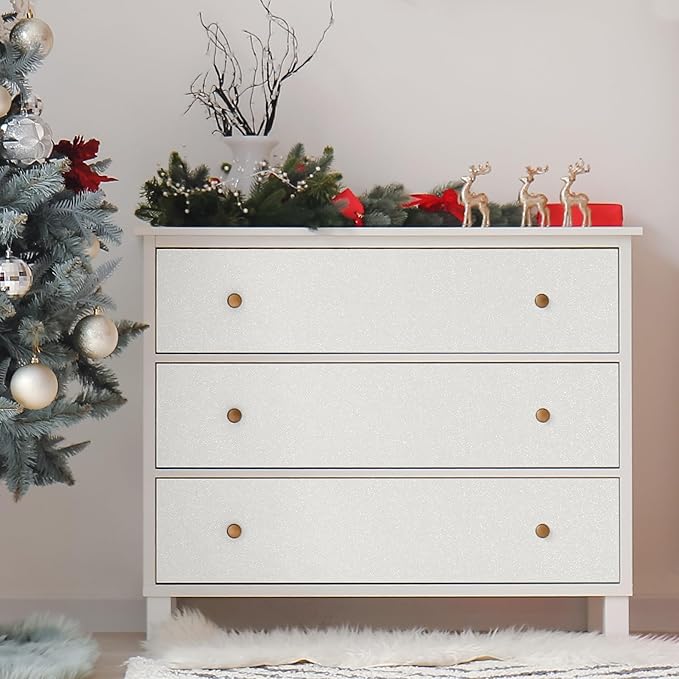 CHIHUT Pearl White Glitter Wallpaper - Sparkle Peel and Stick Removable Glitter Contact Paper Decorative Self Adhesive Fabric Roll for Walls Cabinets 15.7''x100''