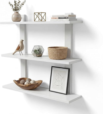 PHOENANCEE 3 Tier Floating Shelves,Long Wall Shelf,Over The Toilet Shelves Bathroom Hanging Display Storage Rustic for Living Room Bedroom Kitchen Office Coffee Bar Decor Decorative,24 Inch