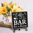 Toerifer Coffee Bar Decor, Funny Coffee Sign, Wooden Table Display, 5x5 Inches, Black, Rustic