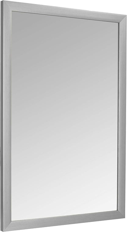 Amazon Basics Rectangular Wall Mount Mirror for Bedroom, Living Room, Entryway, 24" x 36", Standard Trim, Nickel, Hangs Horizontally or Vertically