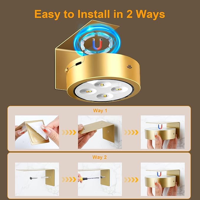 maylit 6 Pack Rechargeable Picture Lights, Battery Operated Sconces for Wall, Art Lighting for Paintings Wireless, Cordless Lights for Gallery Painting Picture Frame Photo Wall Poster Room Decor