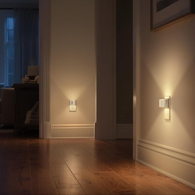 DORESshop LED Night Light[4 Pack], Night Lights Plug into Wall, 3 Level Brightness Adjustable Plug in Night Light, Dusk to Dawn Sensor Nightlights for Adults,Bedroom,Bathroom,Hallway,3000K Warm White