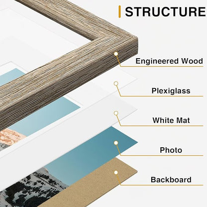 Vittanly Picture Frames Set of 10, Picture Frames Collage Wall Decor with Two 8x10, Four 5x7, and Four 4x6 Photo Frames, Gallery Wall Frame Set for Wall or Tabletop Display, Light Wood