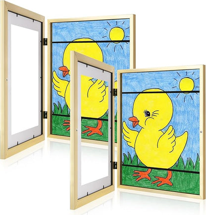 [2 Pack] Kids Art Frames, 10x12.5 Front Opening Kids Artwork Frames Changeable, Displays 8.5x11 With Mat and 10x12.5 Without Mat, Holds 50 Pcs, for 3D Picture, Crafts, Hanging Art, Portfolio Storage
