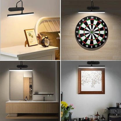 Picture Light,3AA Battery Art Lights for Paintings,Wireless Wall Lighting,Remote Control Accent Light with Timer and Dimmable for Frame,Portrait,Dartboard-Black