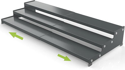 Spice Rack Organizer for Cabinet, 3 Tier Expandable Spices Storage, Great for Kitchen Cabinets, Cupboard,Pantry and Countertop More(Gun-Gray, 1 PACK/GUN-GRAY)