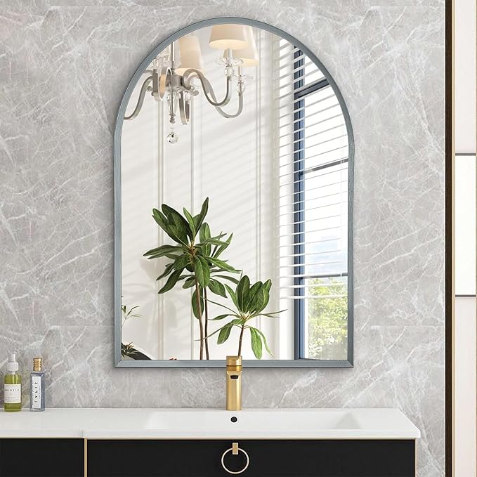 Arch Bathroom Mirror, Metal Frame Vanity Mirror, Dresser Mirror, Arch Decorative Mirrors for Living Room Bedroom Entryway Mantle 28