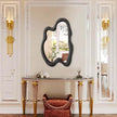 AAZZKANG Irregular Mirror Black Asymmetrical Wall Mounted Mirrors Large Modern Wood Frame Wall Mirror for Bathroom Bedroom Living Room Entryway 24