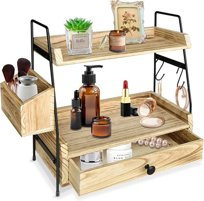 Coffee Bar Accessories and Organizer Countertop, Coffee Station Organizer Kitchen Counter Shelf, Condiment Storage,Cup Lid Holder Countertop Shelf for Bathroom