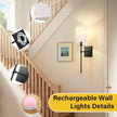 19.9 inch Battery Operated Wall Sconces Set of 2 with Remote, Rechargeable Wireless Wall Lights with Beige Fabric Shade, Indoor Not Hardwired Dimmable for Bedroom Living Room Decor