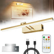 Picture Lights for Wall,Battery Operated Wall Lights,Gallery Light with Remote for Wall Display, Photo,Library Gold, Picture Light, Picture Light Battery Operated