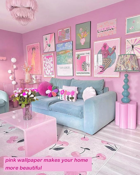 15.7"x197" Pink Peel and Stick Wallpaper Self Adhesive Lavender Contact Paper for Cabinets Wallpaper for Girls Bedroom Wallcovering Furniture Countertop Vinyl Roll