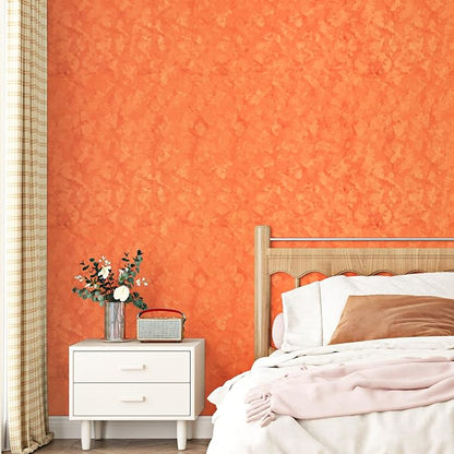 Wallercity Creative Orange Flocking Fabric Contact Paper for Dresser Top Jewelry Box Lining Soft Velvet Peel and Stick Wallpaper for Cabinets Drawers Shelf Liner 15.8''x236'' Felt Wallpapers for Craft