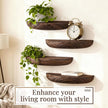 4 Pcs Solid Wood Half Round Floating Wall Shelves, Elegant Floating Wooden Shelves, 8.27 Inch Wall Shelf for Living Room, Bathroom, Bedroom, Offices, Pictures Plant Book (Dark Brown)