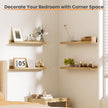 upsimples Floating Shelves for Wall, 23.6 Inch Shelves for Decor Storage Set of 6, Wall Mounted Wood Shelf for Bedroom, Living Room, Bathroom, Kitchen, Long Picture Ledge Shelves, Natural