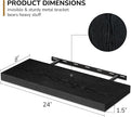 Fun Memories 24 Inch Floating Shelves - Deep Rustic Black Wooden Wall Shelves - Extra Deeper & Thicker Wall Mounted Storage Shelf for Bedroom, Kitchen, Farmhouse - 2 Pack, Rustic Black