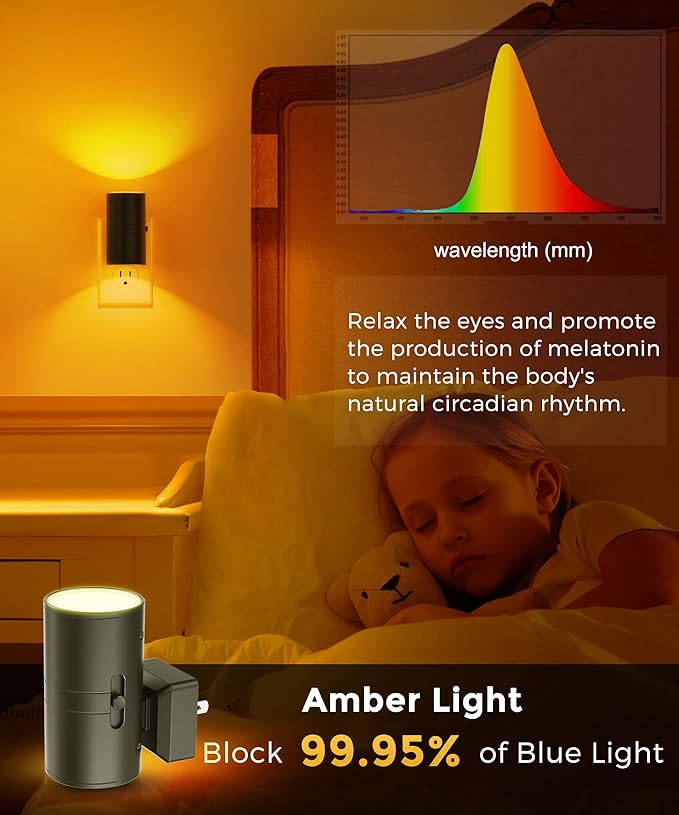 Lohas Dimmable Night Lights - 4 Pack, Dusk to Dawn Sensor, Soft Yellow Light for Kids' Bedroom, Bathroom, Hallway & Nursery