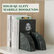 Marble Bookend for Shelves, Non-Skid Bookends for Heavy Books, Heavy Duty Book Stopper for CDs, Luxury Book Shelf Holder, Quarter Circle Design Book Ends Decorative, Indian Green, Set of 2