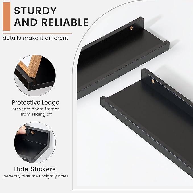 Floating Picture Ledge Shelves for Wall Set of 4, 72 Inch Wall Shelves with Lip Long Large Nursery Book Shelf for Toys Storage Kids Bookshelf Wall Mounted Living Room Bedroom Decor Frames
