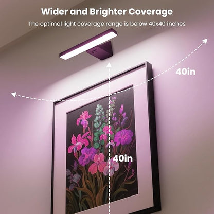Picture Lights for Wall Battery Operated Black Wireless Art Light for Paintings, Rechargeable Display Lighting for Picture with Remote Control, RGB Poster Lights for Frame, Gallery, Portraits, 2 Pack