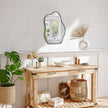 Wood Frame Mirrors Asymmetrical Irregular Wall Unique Shape Modern Wall Mounted Vanity Artistic Mirror Decorative for Living Room Bedroom Bathroom Entryway Hallway Small 14