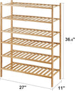 6-Tier Bamboo Shoe Rack for Entryway, Stackable | Foldable | Natural, Shoe Organizer for Hallway Closet, Free Standing Shoe Racks for Indoor Outdoor