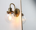 Yosoan 1-Light Brass Modern Vintage Indoor Wall Sconce, Vanity Single Luxury Hardwired Retro Textured Clear Round Globe Glass Shade with Industrial Curved Rod Bathroom Lamp(Antique)