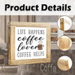 Coffees Wood Sign Life Happens Coffee Helps Wooden Decor Sign for Cafe Bar Inspirational Coffees Decor To Kitchen Home Office Ideal Gift For Coffee Lover Handmade Wood Plaque 5.9x5.9 Inch