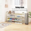 LINZINAR Shoe Rack Long 3 Tier Shoe Storage Organizer Metal Wide Shoe Shelf for Closet Entryway Bedroom 24 Paris Large Capacity, Gold