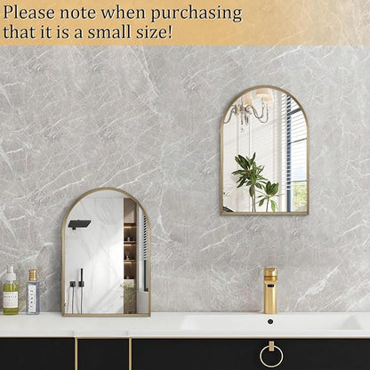 Bathroom Arched Wall Mirror Brushed Metal Vanity Wall Mounted Mirror for LivingRoom Bedroom Entryway Room Vanity Home Decor 16"x12"