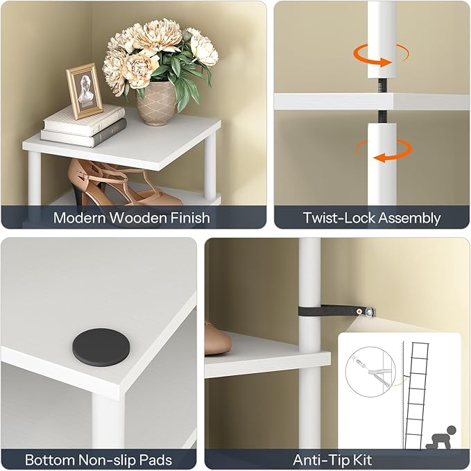 HOOBRO Vertical Shoe Rack, 8-Tier Narrow Shoe Shelf, Shoe Storage Organizer for Small Space, 11