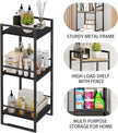 BYFU 3 Tier Bathroom Storage Open Shelf, Freestanding Metal Corner Storage Rack Shelving Unit for Bathroom Kitchen Living Room Hallway, Black