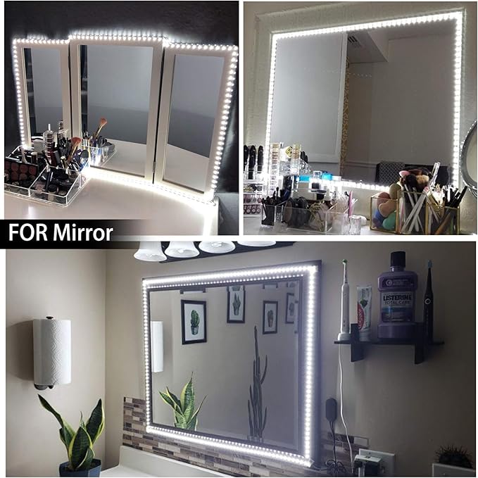 MYPLUS 32.8 FT White Strip Lights, Dimmable LED Tape Light 6500K Bright Daylight White, Flexible Under Cabinet Lights with 600 LEDs and UL Listed Safety Power Supply for Room,Kitchen and décor