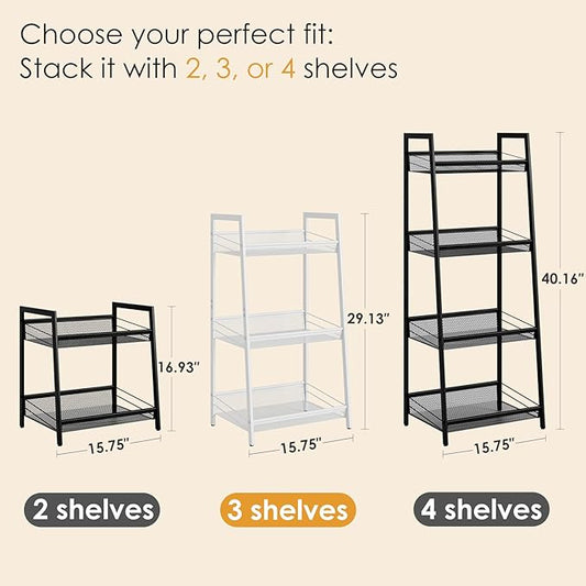 Masupu 3 Tier Bathroom Shelf, Bathroom Organizer and Storage for Small Space, Free-Standing Metal Rack Shelves Waterproof for Kitchen, Bathroom, Laundry, Toilet, White