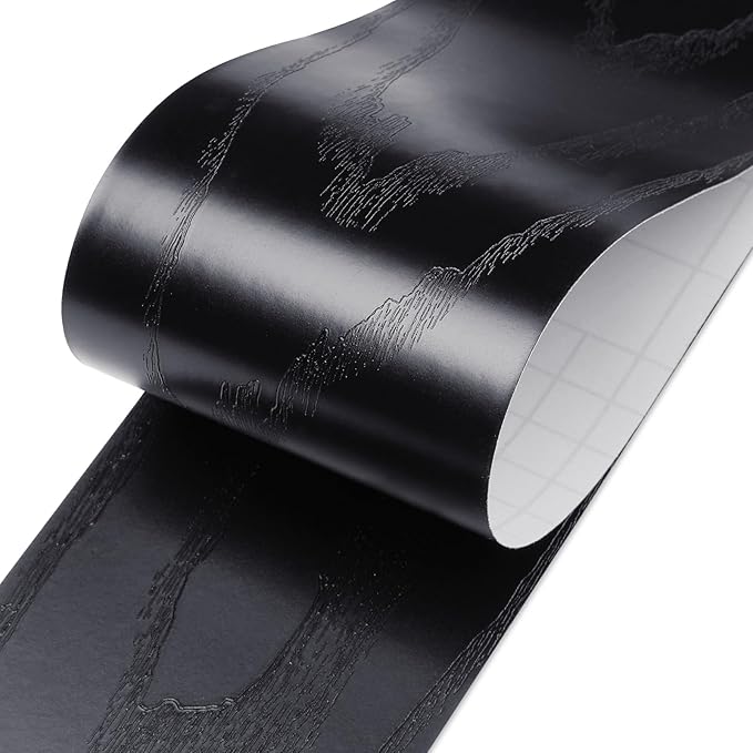LaCheery Black Wood Mirror Frame Border Peel and Stick Mirror Border Tape Black Wallpaper Borders for Bathroom Mirrors Borders Sticker Waterproof Removable Bulletin Board Wall Paper Trim Decor 3