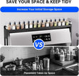 Kitchen Spice Rack Over The Stove, Shelf for Back of Stove, Stove Top Shelf for Seasoning Organizer, Over Oven Shelf, Countertop, Expandable Length 27.3''-32.6'', 4 Adjustable Height (Black, Normal)