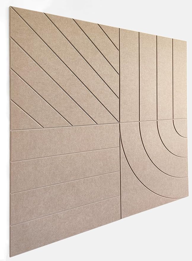 21.65" Large Square Acoustic Panels 4-Pack - Sound Absorbing Wall Panels, Noise Reducing Soundproof Decorative Felt Tiles for Home Office, Studio, Living Room - Camel